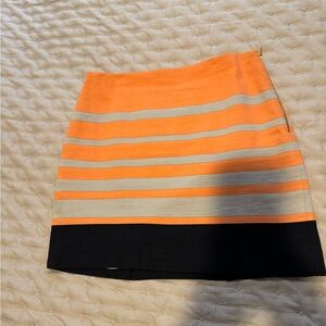 Elie Tahari Orange and Black Striped Mini Skirt